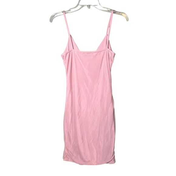 PRETTYLITTLETHING Dress Womens US 2 Pink Ruched Bodycon Mini Party Club V Neck - Picture 3 of 11